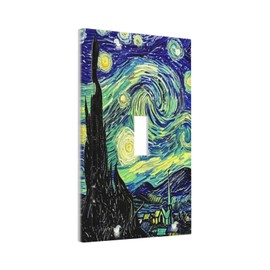 Ihsourgnitnem Decorative Light Switch Cover Starry Night Abstract Oil Painting Landscape 1 Gang Single Toggle Device Electrical Faceplate Switchplates Decorator Outlet Wall Plate For Nursery Home