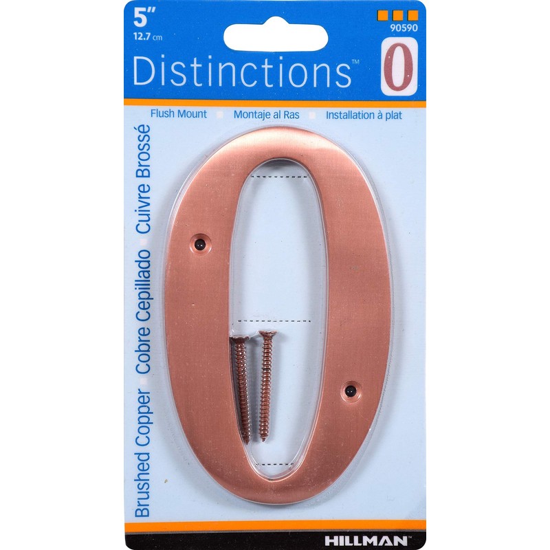 Distinctions 90590 Brushed Copper House Number 0, 5-Inch