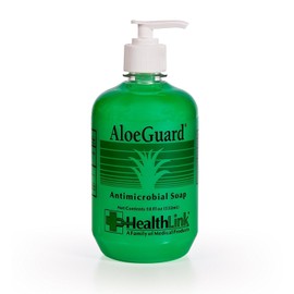 Sold Individually Healthlink AloeGuard Moisturizing Antimicrobial Soap, Aloe Vera Infused, PCMX, Light Floral Scent (18 oz Bottlle - Single)