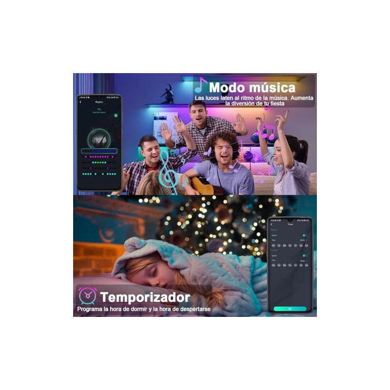 RENDIN Luces Navideñas Inteligentes 10M, USB Guirnalda de Luces LED