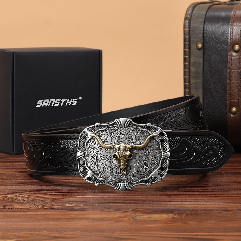 SANSTHS Ratchet Cowboy Belt, Western Ratchet Belts for Men Ratchet