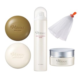 Vernal Renewal Basic 4-Step Set (Moist Facial Cleansing Soap, 3.2 oz (90 g) x 2 Pieces, Lotion, 7.8 fl oz (200 ml), Beauty Cream, 1.1 oz (30 g)