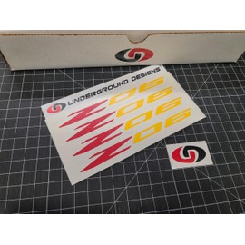 Z06 Decals (4pk) Corvette Racing 6" Accent Stickers C5Z C6Z C7Z C8Z LSX LTX (Gloss Yellow & Red)