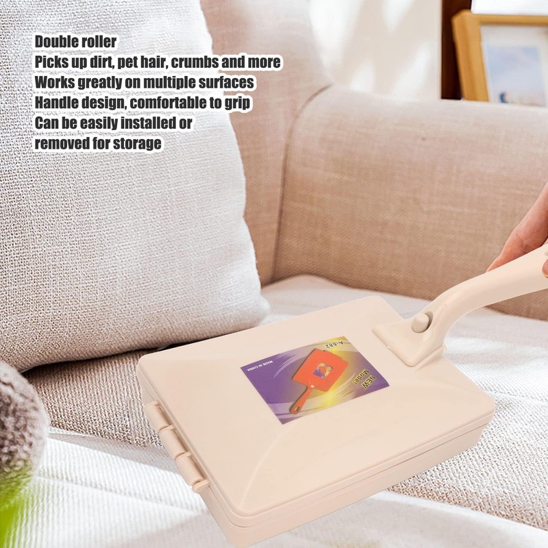 Agatige Carpet Debris Sweeper Brush, Double Roller Handheld Manual Sweeper