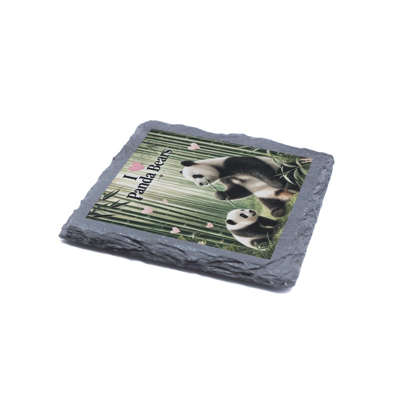 I Love Panda Bears Slate Coaster – Bamboo Forest Theme