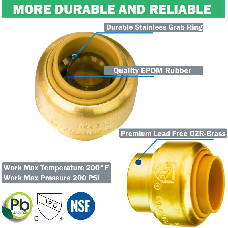 WHK 12 PACK 1/2" PEX Plug End CAP,Copper Cap 1/2"
