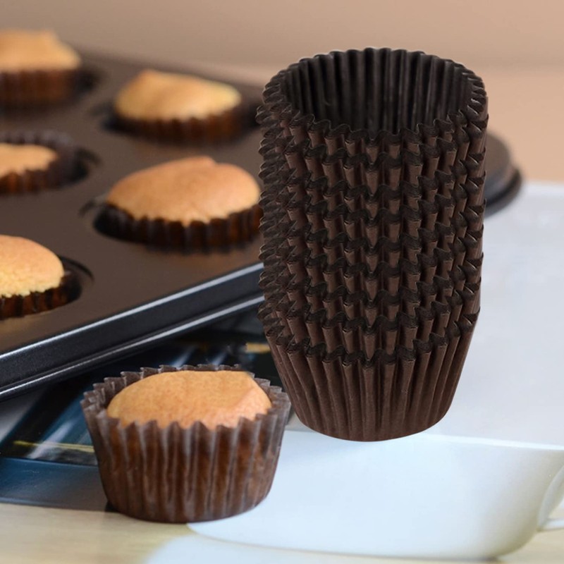 1000 Stück braune Mini-Kuchen-Pappbecher, Eierkuchen-Dessert-Plätzchen-Papierschalen, spezielle backende runde Pappbecher, Muffins,