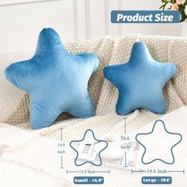 XVTRU Dusty Blue Star Throw Pillow, Cute Star Pillow Room Decor, Soft 14.9" Star Shaped Decorative Throw Pillow for Bedroom, Star Plush Floor Cushions Pillows