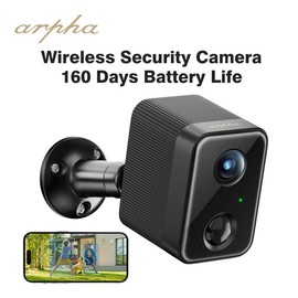 ARPHA K03 Security Camera Wireless Monitor, 1080P WiFi Battery Camera for Home Security, HD Lens IP65 Waterproof, 2-Way Talk, 160 Days Battery Life Outdoor Surveillance Room Office Home Security Live View.Intelligent advanced technology monitoring