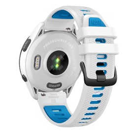 22mm Quick Release Watch Band for Garmin Forerunner 265/Forerunner 255/Vivoactive 4/Venu 3/Venu 2 - Soft Silicone Replacement Band Watch Strap (White/Blue)
