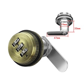 3 Digit Code Combination Cam Lock 20mm Password Coded Locks Zinc Alloy Coded Security Lock for Box Cabinet Mailbox Drawer Door Furniture Bronze