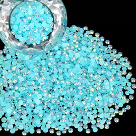 Wholesale Bulk Bags 5000PCS 2mm Resin Flat Back Rhinestone, Jelly Aquamarine AB Round Non Hotfix Flatback Resin Rhinestones for Nails, Tumblers, DIY Bling Embellishments, Loose Glitter Crystal Stone