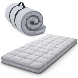 Jamdok 4Inch Cot Mattress Topper,Gel Infused Memory Foam,Machine Washable Thickened Pillow Top Cover,Roll Up Floors Mat,Portable Folding Sleep Pad,Small Single (72 X 24“)