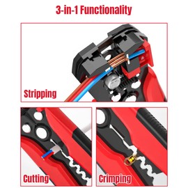 NEW LEADER Automatic Wire Stripper, 3 in 1 Wire Cutters, AWG 10-24 Cable Cutters and Crimper, Self-Adjusting Professional Cable Stripper Tool, Electrical Tools and Terminal Crimper for Electricians