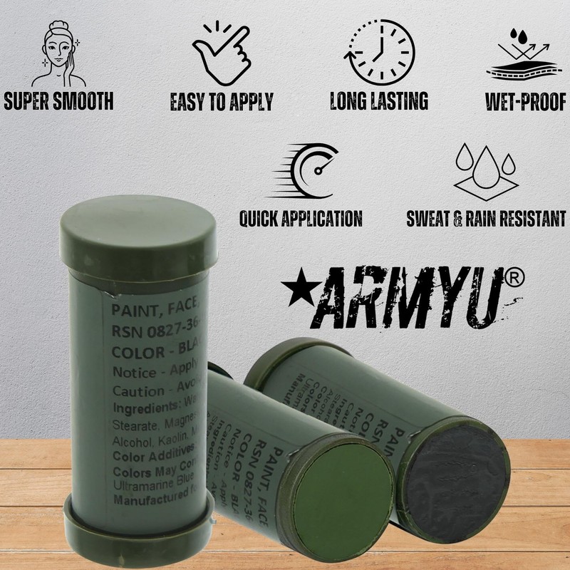 Camo Face Paint, NATO Camouflage Military Makeup Paint Sticks (3