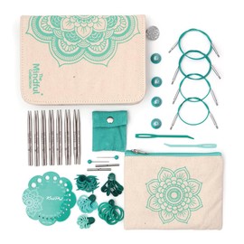 KnitPro Mindful Interchangeable Needle Set – 7 x 10cm Circular Knitting Pin Pairs with Accessories Mindful Grace Set for Beginners, Professionals & Gift Set, Silver