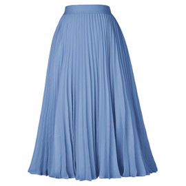GRACE KARIN Womens A-Line Chiffon Skirts Pleated Swing Skirt Lake Blue M