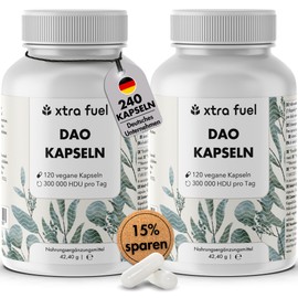 DAO Capsules 240 Pieces (High Dose) - 300,000 HDU per Daily Dose - DAO Enzyme from Pea Protein - Vegan & Laboratory Tested (Pack of 2)