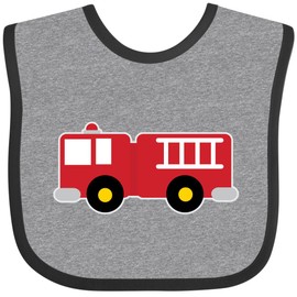 inktastic Fire Truck Childs Fireman Baby Bib Heather and Black 18a44