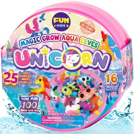 Unicorn Magic Grow Aqua Elves Kit, FunKidz Magical Water Elf Toys for Kids with 25 Colors Gel 16 Unicorn Molds to Make Over 100 Water Pets Crafts for Girls Boys Ages 3+