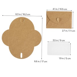 CAXUSD 60-pk Paper Envelopes with Heart Clasp Vintage Style Wedding Invitations Blank Cards Included