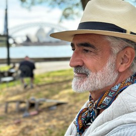 Elizabetta Men's Hand Rolled Silk Neckerchief Scarf, Large Bandana, 27" - Teal Mosaic