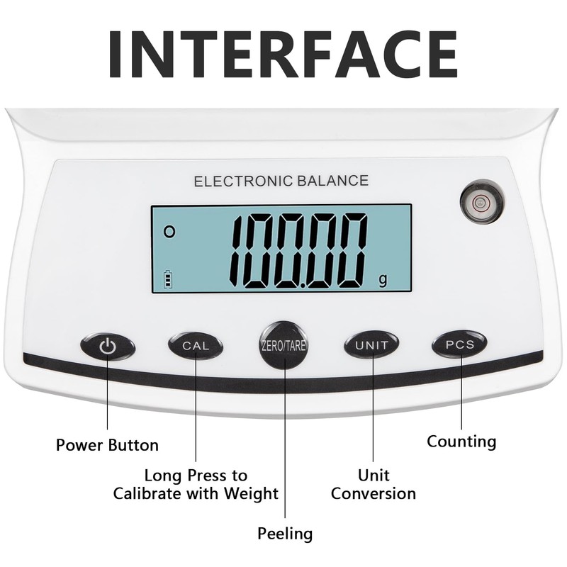 RESHY Lab Scale 5000g x 0.01g, High Precision Digital Analytical