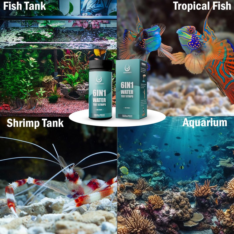 AQUAVERITY Aquarium Test Strips, 100 Fish Tank Test Strips for