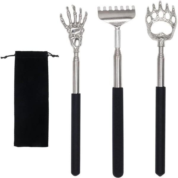 Xpudding Back Scratcher Set, 3 Pack Stainless Steel Telescoping Scratchers