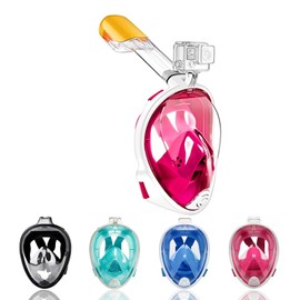 AiScrofa Full Face Snorkel Mask, Free Breathing Design with Action Camera Mount Adapter Anti-Fog Anti-Leak for Man Woman Adult Youth Kid