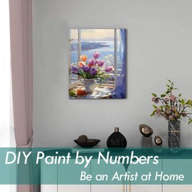 CICISTORY Paint by Numbers Adult DIY Oil Painting Canvas Set with 4 Brushes and Acrylic Pigment for Women Home Decoration 40 x 50 cm (without Frame)