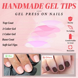 Bellelfin 120Pcs Short Press on Nails Square Peach Pink Fake Nails, Full Cover Acrylic Nails Press on Artificial False Nails for Women Girls Fingernails Design