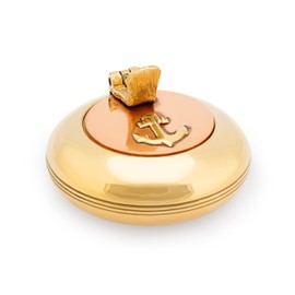 NKlaus 11501 5 cm Folding Ashtray Made of Brass Solid Gold Copper Lid Anchor Ashbercher Maritime for Boat and Patio