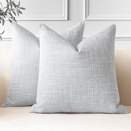 OTOSTAR Pack of 2 Throw Pillow Covers 20x20 Inch Linen Blue Grey Pillowcases Farmhouse Decorative Solid Pillow Covers 50x50 cm Square Cushion Case for Home Decor Sofa Couch Bed (Blue Grey)