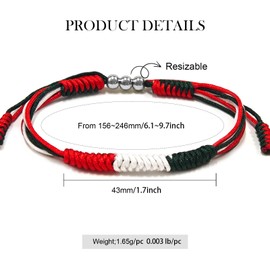 YOTHIWAD Mexico FLag Bracelet Patriotic Country Code Flag Pride Bracelet Tibetan Wrist Wrap Bracelet for Women, Men, String Thread
