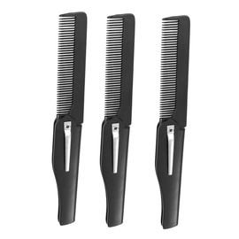 Baluue 3pcs Portable Foldable Comb Set Travel Hair Styling Tool for Men Women Scalp Massage Comb Compact Design Black