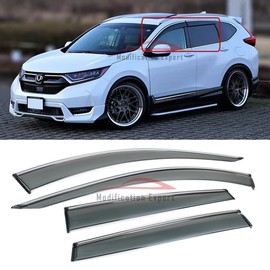 Fits for 2017-2022 Honda CR-V CRV JDM Chrome Trim Smoke Tinted Window Visors Rain Guards Deflectors
