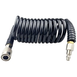 Darnassus Polyurethane Recoil Air Hose, Air Compressor Hose with 1/4" Swivel Fittings, for Industrial, Household, Garage, Station (10 FT, Black)