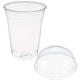 Dart Solo Clear Plastic Disposable Cups for Iced Coffee Bubble Boba Tea Smoothie, 16 oz, 50 Sets with Dome Lids (SOL-TP16D-DLR626-50PK)