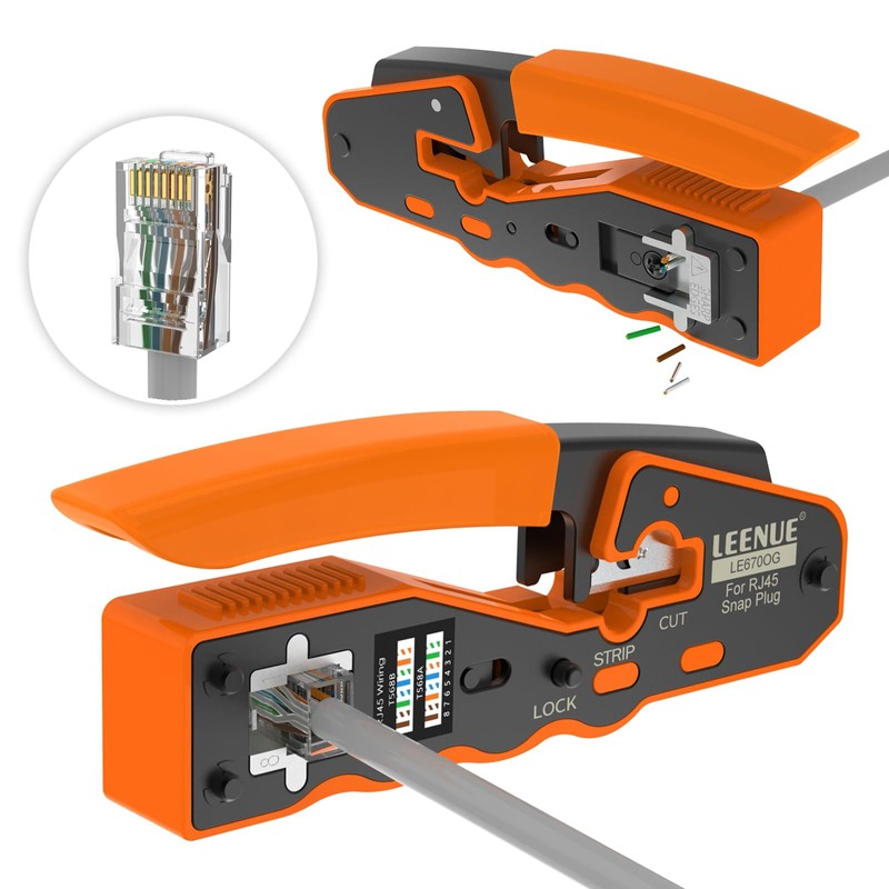 LEENUE RJ45 Crimp Tool, RJ45 Pass Through Crimping Tool for