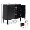 Vrullu Modern Storage Cabinet, Free Standing Buffet Cabinet, Black Sideboard