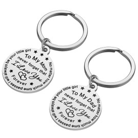iJuqi Parent Gifts from Daughter for Christmas - 2PCS Mom Dad Keychain Christmas Gifts for Parents Anniversary Wedding Day, Valentine's Day Gifts for Parents