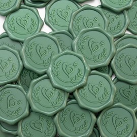 Green Wax Seal Stickers for Envelopes, 50 Pcs Envelope Seal Stickers