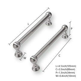 CABDM 3.5 Inch 2 Pack Solid Kitchen Cabinet Handles Heavy Duty Cabinet Pulls Drawer Pulls Cabinet Hardware Kitchen Handles for Cabinets Brushed Satin Nickel Cupboard Handles