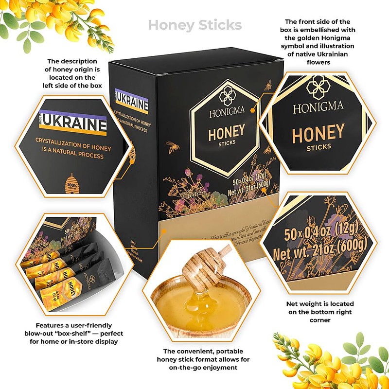 HONIGMA® Pure Ukrainian Acacia Honey Sticks – Deliciously Sweet –