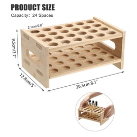 ELLDOO Rollerball Perfume Organizer, 24 Spaces Bamboo Perfume Storage Holder Beauty Scent Holder with Handle, Makeup Lipgloss Lipstick Display Case