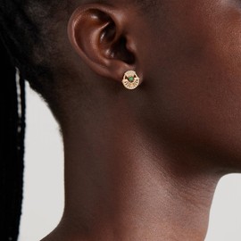 MYEARS Women Fan Earrings Gold Stud Cubic Zirconia 14K Gold Plated Small Simple Hypoallergenic Everyday Jewelry