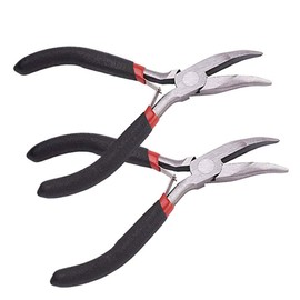 2 Pack Bent Nose Pliers for Jewelry Making Beading Repair Supplies-5 inch