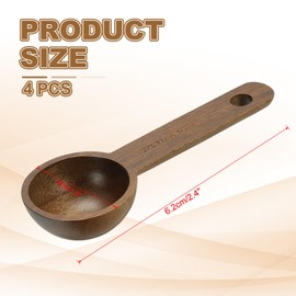 sourcing map 4pcs Coffee Spoons, 10ml Wooden Table Spoons Tea Measure Scoops for Measuring Coffee Beans, Tea, Sugar, Jar, Walnut