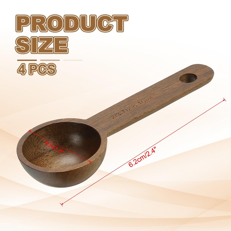 sourcing map 4pcs Coffee Spoons, 10ml Wooden Table Spoons Tea